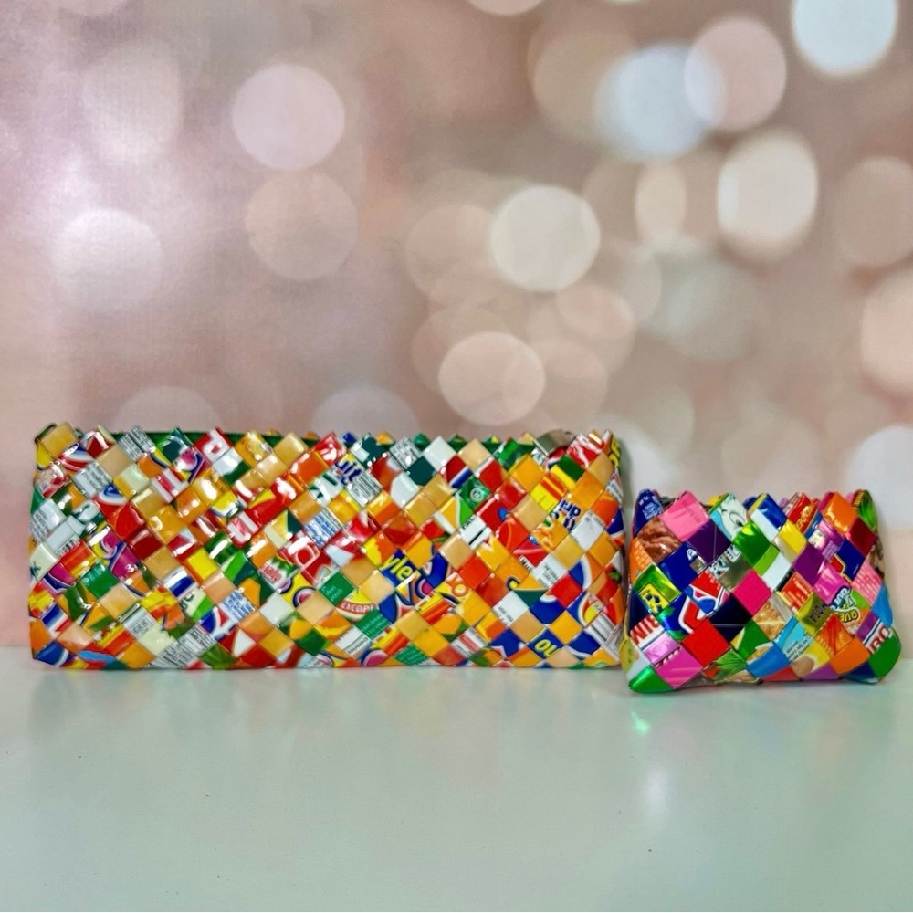 Vintage 90s Y2K Gum Wrapper Upcycled Zip Pouches / Clutch